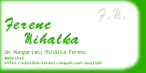 ferenc mihalka business card