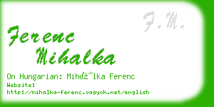 ferenc mihalka business card